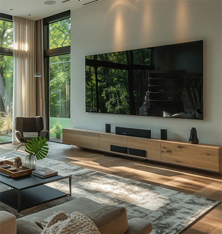 how-to-mount-a-large-tv-on-drywall-the-right-way-image Large TV mounted on living room drywall